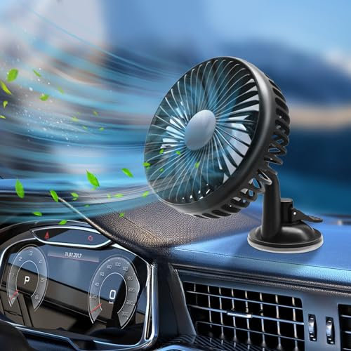 Ventilatore per Auto,Rotazione Di 360 ° Ricaricabile Ventilatore Da Tavolo Silenzioso,12V Ventilatori Aria di Raffreddamento con 3 Velocità, Ventilatore Portatile USB Per Auto,Campeggio,Ufficio, SUV