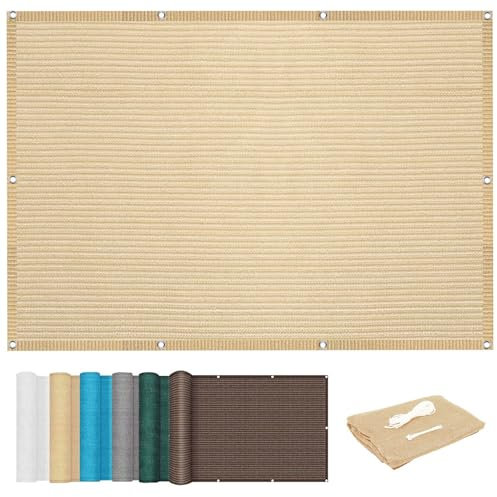 Voile D'Ombrage Carré Respirant 1.5 x 2 m Aux UV 98% Filet D'Ombrage Terrasse Perméable avec Corde pour Jardin, Pelouse, Patio, Piscine, Couleur Crème