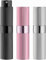 Toureal 8ml 3PCS Design à Fines Rayures Vaporisateur Vide de Sac Rechargeable, Atomiseur Parfum, Recharge Spray Flacon de Parfum, Pulverisateur Voyage (Noir, Argent, Rose)
