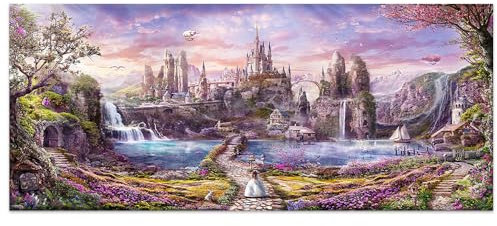 DCIDBEI/110x50CM Peinture Diamant 5D Complet Princesse, DIY Diamond Painting Grand Format Paysage Montagne, DIY Tableau Perle à coller Château Fantastique pour Décoration Murale Enfants Adultes