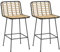 HOMCOM Lot de 2 tabourets de Bar Chaise Haute Design bohème Hauteur 66 cm avec Repose-Pieds Acier Noir Assise en rotin PE