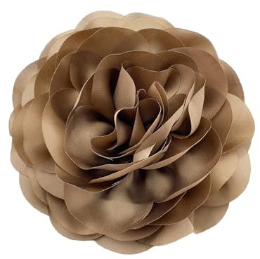 130mm Grande Broche Délicate En Forme De Camélia Faite à La Main En Tissu Avec Fleur De Rose Pour Fête De Mariage Danse Robe Costume Cérémonie Vêtements Accessoires Cadeaux (marron foncé)