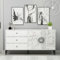 Homidea ZOE Konsole – Kommode – Sideboard – TV Board – mit 2 Türen und 3 Schubladen in modernem Design 150 x 78.6 x 40 cm (Weiß Marmor)