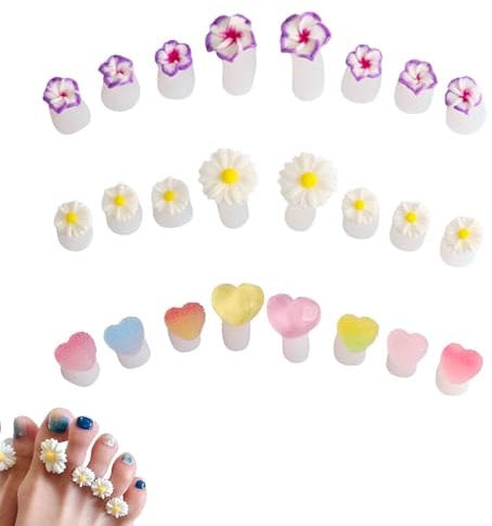 Lot de 24 Separateur Orteil pour Manucure,Separateur Orteil Vernis Silicone Souple en Forme de Fleur et De Cœur,Séparateurs D'orteils pour Pédicure,Ecarteur Orteil Pratiques pour Femmes