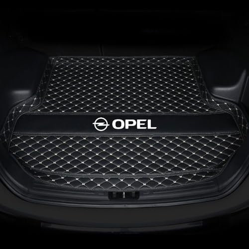 MNBHJGR Auto Leder Kofferraummatte für Opel Corsa F 2019-2023, Wasserdicht Antirutsch Kofferraumwanne Schutzmatte, Flacher Stil Kofferraummatte,C Black Beige