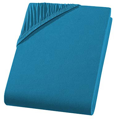 Spannbettlaken 180x200-200x200 cm - Jersey Spannbetttuch 100% Baumwolle - Komfort Bettlaken für Matratzen bis 30 cm Höhe, Spannbettlaken Farbe Petrol