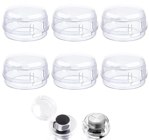 KUKUPOW Protection de boutons de four 6 pièces, housses de sécurité pour boutons de four pour enfants, protection pour bouton de cuisine à gaz, transparent