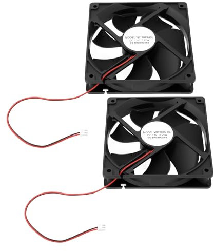 Be In Your Mind Lot de 2 ventilateurs de refroidissement miniatures 12 V 12025 DC 120 x 120 x 25 mm sans balais contenant de l'huile pour ordinateur portable, carte mère, imprimante 3D, 2 broches avec