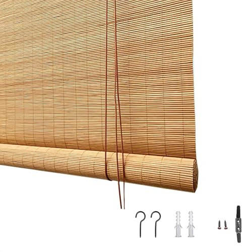 FaccioneerZ Bambus Raffrollo Rollos Bambus Wetterfest Sichtschutz Verdunkelungsrollos 100-180 cm Breit Atmungsaktives Raffrollo Jalousine Für Gärten