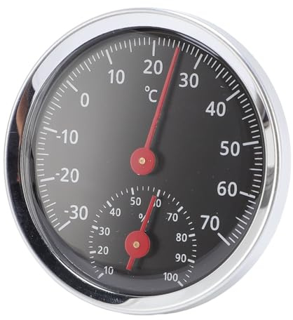 Generic Auto-Thermometer-Hygrometer, Aluminium-Zifferblatt, Hochgenaues Temperatur- und Luftfeuchtigkeitsmessgerät, Klare Skala für Einfaches Ablesen, für Schlafzimmer Im Innen- und Außenbereich, Büro