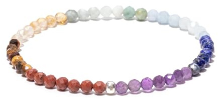 BERGERLIN Chakra Armband mit facetteriten Perlen und Perle aus 925 Sterling Silber - Größe M-L