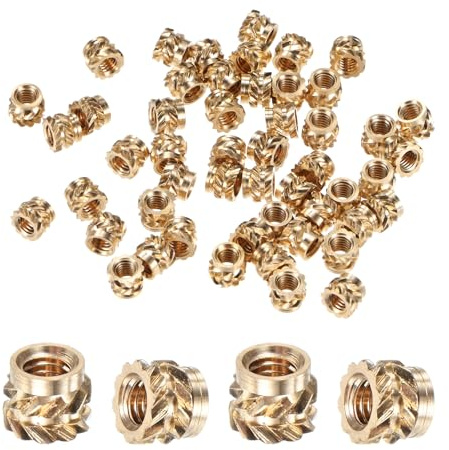 M METERXITY 50-Pack Threaded Inserts - M3 x 4mm L x 5mm OD Brass Heat Set Insert Nuts, for 3D Printing Components/Plastic Parts/Miniature Electronics Female Metric Knurled Nuts