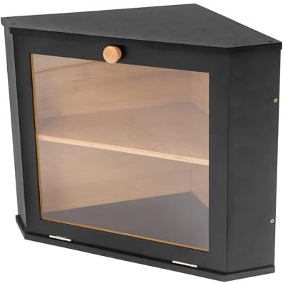 NoneDanGee Bambus Brotkasten, 2 Etagen Brotbehälter für Ecke, Holz Brotbehälter Küche Brotaufbewahrung, Groß Aufbewahrungsbox für Brot, Röstbrot, Pflegeleicht, 32 * 32 * 34cm (Schwarz)