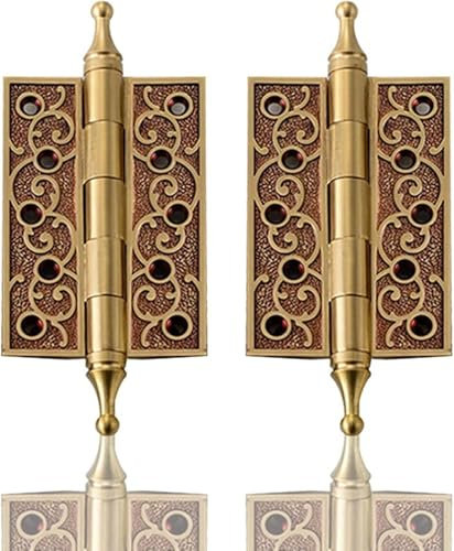 Cerniere per Porte in Vetro, Cerniere a battente con cuscinetti silenziosi in ottone, utilizzate for porte in legno massello e porte in composito(Red)