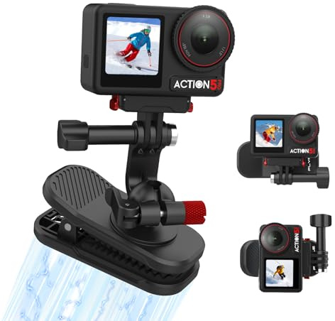 Backpack Clip Magnetic Mount for DJI Osmo Action 5 Pro/6/4/3, 360° Rotating Shoulder Bag Strap Clip Mount for Insta360 X5/X4/Ace Pro 2/Go Ultra, Osmo Pocket 4/3/Nano/360, for GoPro Hero 13 Accessories