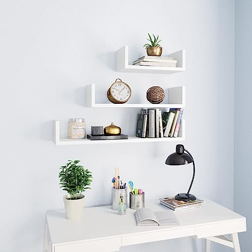 Nqyjm Wandregal, 3 Stück, Sperrholz, weiß, Eckregal für Wand, Eck-Organizer für Schlafzimmer, Badezimmer, Wohnzimmer
