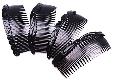 4PCS Black Large 5 Inches 24 Teeth Hair Side Comb French Hair Accessories Plastic Hair Clip Clamp for Men Women