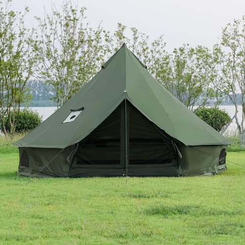 Oxford Bellzelt für Familien-Camping – Geräumige 4m Jurte mit Ofenanschluss, 4-Jahreszeiten Outdoor Glockenzelt Glamping-Zelt für 4-6 Personen