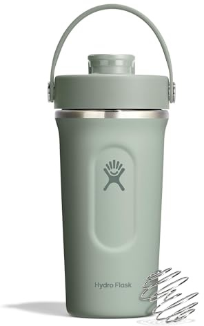 Hydro Flask - Insulated Stainless Steel Shaker Bottle 710 ml (24 oz) | Auslaufsicherer Flip Chug Trinkverschluss – Für Proteinshakes & Supplements – Mixball – Kalt 24 Std. – Agave