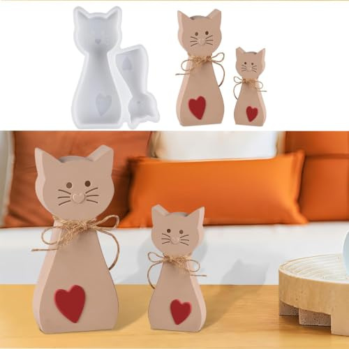 xlwen Moldes de Silicona para Gatos,Molde de Vela de Gato de Silicona 3D | Molde de Silicona para Animales para Crear Decoraciones y Regalos Hechos a Mano