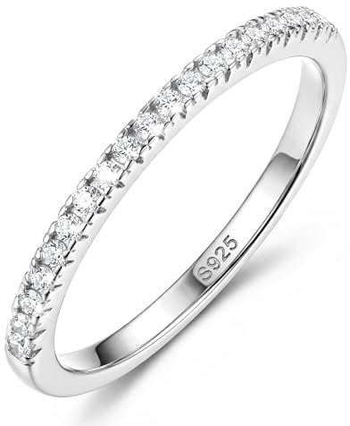 Diamday Ring Silber 925 Damen Hochzeitsringe Ewigkeit Cubic Zirkonia Ringe | Versprechen Verlobung Stapel Sterling Silber Ringe für Frauen Männer Schmuck Geschenke Gold Silber Größe 49-60
