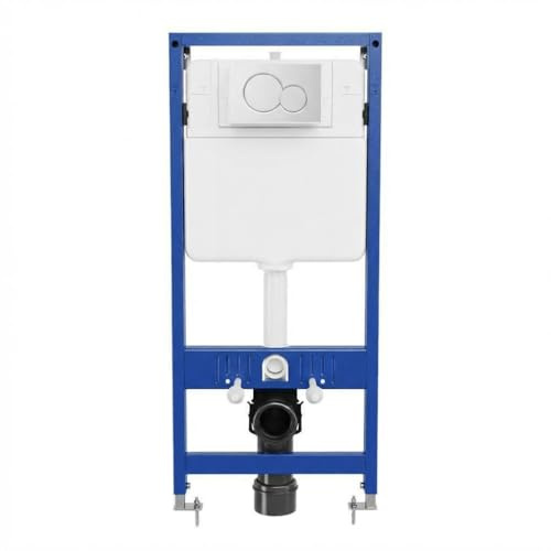 Garvee Komplettes WC-Vorwandelement Set mit höhenverstellbarem Unterputz-Spülkasten – Wand-WC, D-Form WC-Sitz mit Absenkautomatik, Schallschutzmatte, 2-Mengen-Spülung, Tragkraft 500kg – Inklusive
