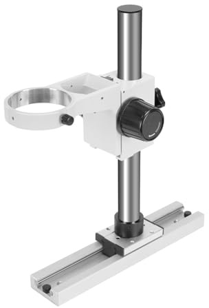 Fyearfly Microscope Stand, Aluminium Holder, 32mm Steel Post 300mm H, 76mm Lens Interface, 295mm Slide Rail, 360° Adjust, Heavy Duty Camera Workbench Support
