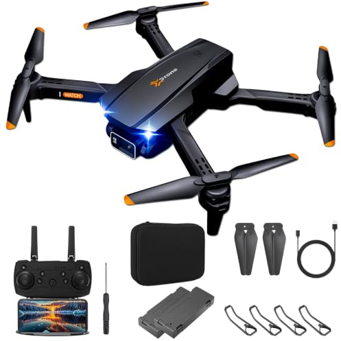 Drohne mit Kamera 4K für Anfänger, Kinder und Erwachsene, Mini Drohne mit WiFi, 2 Akkus, Ein-Knopf Start/Landung, faltbarer RC Quadcopter, Dunkelgrau
