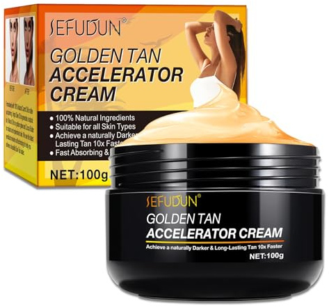 P-Beauty Bräunungsbeschleuniger Creme 100g - Tanning Cream für schnelle Bräune, intensiver Gold Glow - Sonnencreme & Solarium Bräunungscreme - gleichmäßige Bräune ohne Flecken, zieht schnell ein