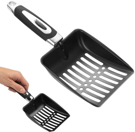 ANBEEISS 1 Pieza Pala Arenero, Acero Inoxidable | Recogedor de Arena, Bandeja para Gatos Aglomerante, de Metal