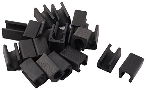 sourcing map 20pcs Patin Pied Chaise Tube Rond Embout Tube Pied Table Fauteuil Tampon Meuble Forme U Plastique Noir Diamètre 10mm