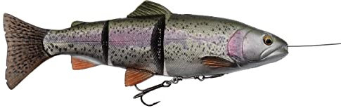 Savage Gear - 4D Line Thru Trout - Gummiforelle in Naturoptik zum Spinnfischen, Hechtköder, Rainbow, 20cm / 98g / moderat sinkend