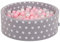 KiddyMoon Rund Bällebad Bällepool 90X30cm/200 Bälle ∅ 7Cm Sterne-Muster Ballgruben Für Babys Spielbad Kleinkinder, Hergestellt In Der EU, Grausterne: Rosa/Perle/Transparent