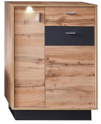 trendteam smart living - Schuhschrank Schuhkommode - Garderobe - Coast - Aufbaumaß (BxHxT) 69 x 96 x 35 cm - Farbe Wotan Eiche mit Grau - 174786783