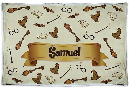 LolaPix Wärmedecke. Personalisierte Geschenke. Kuscheldecke mit Namen. Geek-Geschenke. Personalisierte Fleecedecke. 600gr/m². Öko-Tex-zertifiziertes Gewebe. Ungefähre Größe 80x125cm. Zauberer