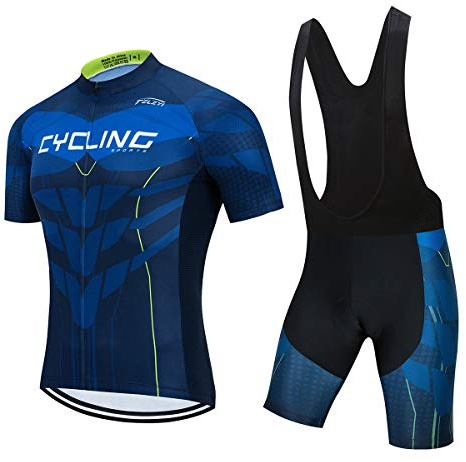 PSPORT Herren Radtrikot Set, Sommer Jungen Trägerhose Anzüge Mountainbike Radfahren Kleidung Set Radfahren Reiten Trikots Atmungsaktiv