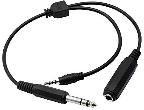 6.35mm 1/4 TRS to 1/4 6.35mm TRS Female + 3.5mm 1/8 TRRS Male Stereo Headphone Y Splitter Extension Cable Guitar Amplifier Instrument Cable Headphone Adapter