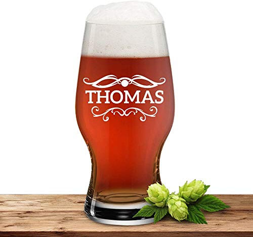 Bierglas mit Name oder Wunschtext, Leonardo Pilsglas 0,33l inkl. Gravur, individuelles Geschenk, personalisierter Bierbecher, Motiv Barock