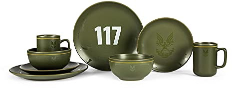 Halo Master Chief 117 8 Piece Ceramic Dinner Set with Plates, Bowls, Cups