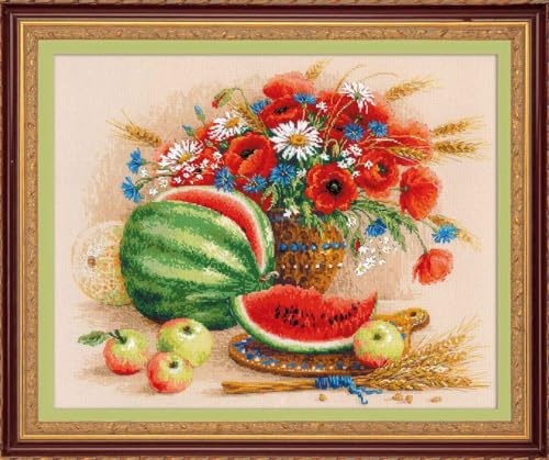 Riolis Kreuzstich Set Stilleben mit Wassermelone, Zählmuster, 50x40cm