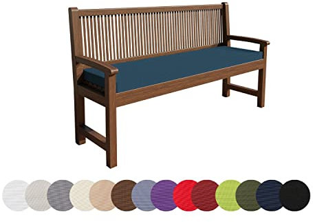 chilly pilley Bankkissen Wasserabweisend Bankauflage Bankpolster Reißverschluss mit Schlaufen Bankpolster Sitzkissen Kissen für Gartenbank Gartenbankauflage (120x40x5, Dunkelblau)