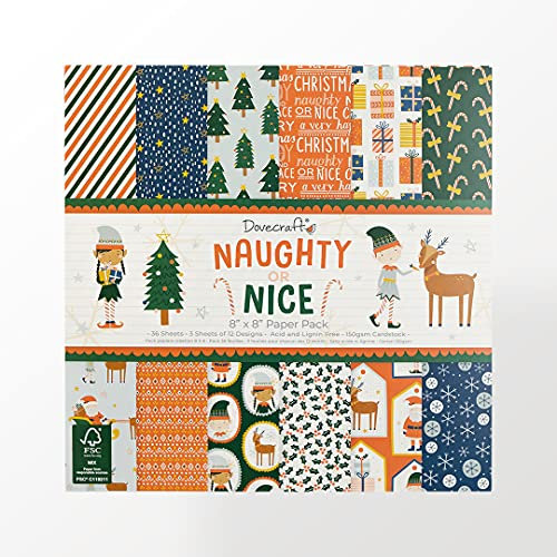 Dovecraft DCPAP186X21 Weihnachts-Papier, freche oder schöne Weihnachtsdekoration, 20 x 20 cm, multi, One size