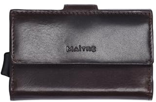Maitre - Kreditkartenetui aus Leder - Slim Wallet für Damen und Herren, mit RFID Blocker, Geldbörse mit Münzfach, Kartenhalter mit Kreditkartenfach - Dunkelbraun