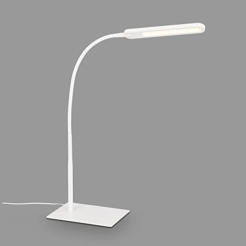 BRILONER Leuchten - LED Tischleuchte, Tischlampe mit Touchfunktion, in Stufen dimmbar, Farbtemperatursteuerung, Bürolampe 6,5 Watt, 600 Lumen, Weiß, 230 x 165 max. 950mm (LxBxH), 7389-016