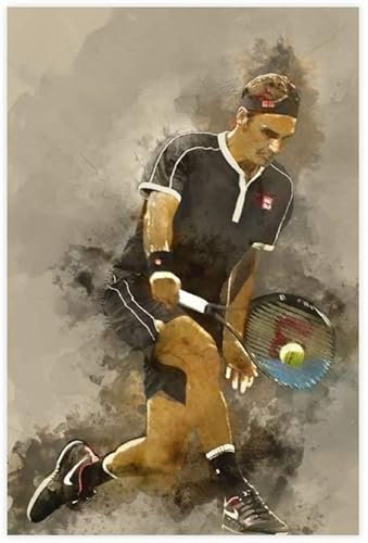 1000 Teile Puzzle Roger Federer Leinwandposter Holz Puzzle Erwachsene Stress Freisetzung Spiel 1000 Piece 29.5x19.6inch(75x50cm) Kein Rahmen