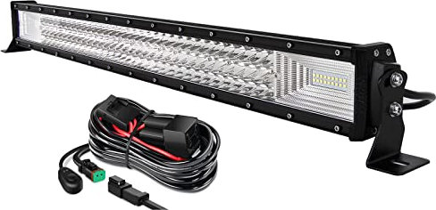 AUXTINGS 82 cm 405W Gerade LED Lichtleiste Spot Zusatzscheinwerfer Flutlicht Spot LED Arbeitsleuchte mit 12V DT Kabelbaum Kit für JP Pickup Offroad Truck 4X4 ATV Bootsanhänger,wasserdicht