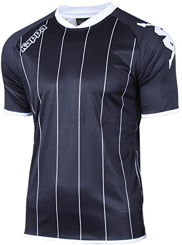 Kappa Herren Trikot Arezzo Sportshirt Kurzarm Fußball- und Trainingsshirt mit Längsstreifen, atmungsaktiv (DE/NL/SE/PL, Alphanumerisch, XXL, Regular, Regular, Schwarz)