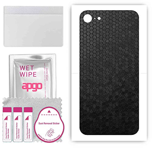 apgo Rückseite Schutzfolie, Skin, kompatibel mit Apple iPhone 8, Hinten Displayschutzfolie aus Vinylfolie, kratzfest, einfache Montage - Schwarze Honigwabe