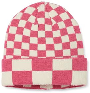 The Drop Mütze für Damen, Karina Bunt-kariert, Neonrosa/Weiß (Hot Pink/Whisper White), Einheitsgröße