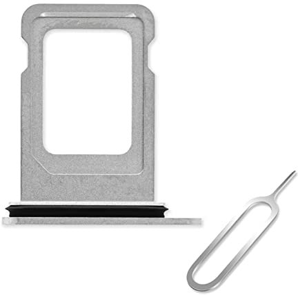 Cemobile SIM-Kartenfach Slot Halter Ersatz für iPhone 13 Pro & 13 Pro Max (Einzel-SIM-Version) mit wasserdichtem Gummidichtungsring + SIM-Tray Open Eject Pin (Silber)
